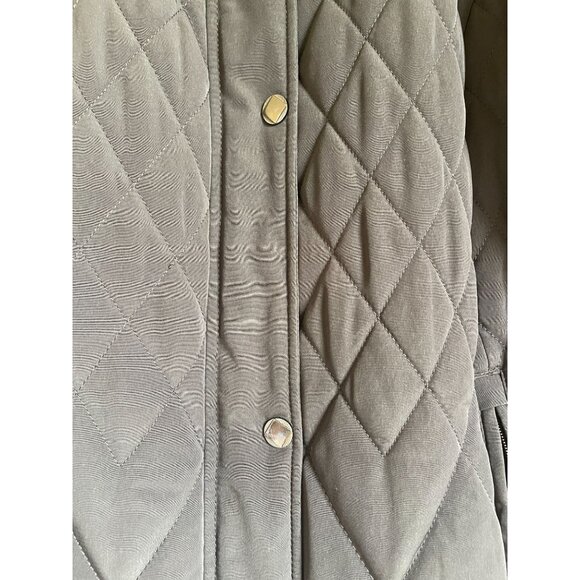 Croft & Barrow 1X Gray Quilted Faux Fur Trim Coat Hood Zip Pockets Soft Warm Coz - Picture 9 of 12